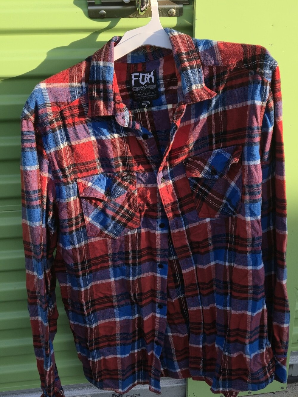Fox Racing red, white and blue long sleeve Flannel